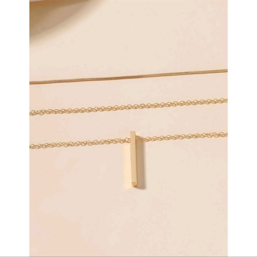 Anthropologie Serenity Minimalist Layered Gold Pendant Necklaces - Picture 3 of 5